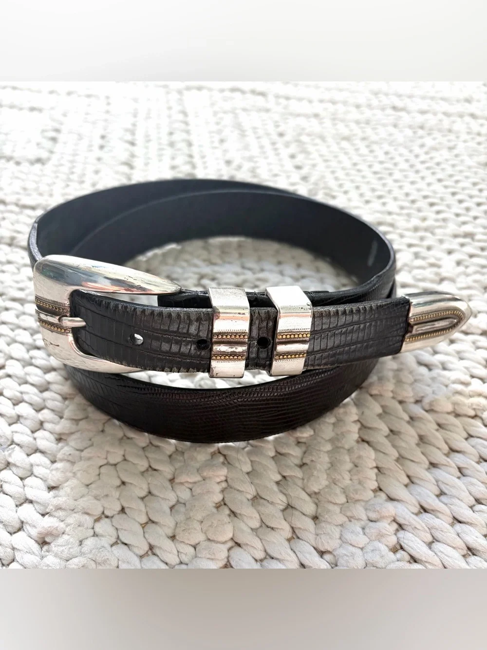 REMO TULLIANI Italian Black Calfskin Leather Belt Mens Size 40 30741 EUC VTG